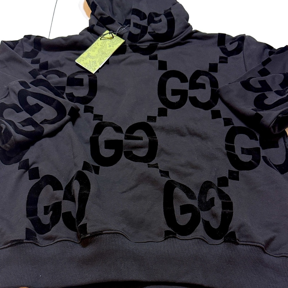 Gucci Black Velvet GG Logo Hoodie